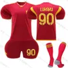 2324 Roma Home 90 Lucaku Football 21 Dibara Jersey Red Wolf New Set avec chaussettes