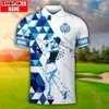 Golfe de golfe Nome personalizado Camisa pólo masculina em toda a tênis de lapela impressa tênis de lapela unissex Summer Summer Short Sleeve Tee Top-2