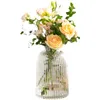 透明なガラス縞模様の花瓶デリケートな水耕コンテナデスクトップアートフラワーアレンジリビングルームダイニングテーブル花瓶