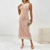 Abiti casual abiti da spiaggia Donne Donne Spring Spring Stripe Streeveless Striscia Sunda Scaccia Scaccia Fasci da viaggio elegante