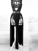 ヴィンテージゴシッククラブセクシーな夏のスーツ女性ノースリーブブラックコルセットクロップトップバンデージアンダーパンツメッシュスプリットスカート3PCSセット240402