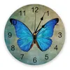 Wall Clocks Spring Blue Butterfly Retro Clock Modern Design Living Room Decoration Kitchen Art Watch Home Decor