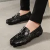 Casual schoenen mannen comfortabel lederen merk krokodil patroon oxfords rijden loafers Italiaanse kwastje schoen