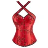 Bruids borduurwerk bloem korset vintage halter bustier plus size burlesque corsage sexy valentijn corsets carnaval feest kostuum