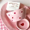 Original handgeklemmte Musterplatte Ins Style Korean Reisschüsselplatte Pink Love Serie Keramikgeschirr hohe Schönheit für den Heimgebrauch