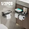 Toilet Paper Holders Toilet Paper Holder Bathroom Storage Paper Towel Holder Wall-Mounted Organizer With Storage Tray Phone Stand Toilet Accessories 240410