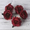 Fiori decorativi grandi rosa testa artificiale grande rose teste di seta 5pcs fai -da -te per le forniture artigianali per matrimoni Accessori decorativi