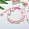 Shellarmband Natural Seashell Hand Sticked Justerbara repband för kvinnor Girls Tillbehör Beaded Strand Beach Jewelry Charm LL