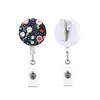 Flowers Badge Holder Nurse Card Holder With Retractable Reel Doctor Nurse Accessories Porte Badge Student Name ID Card Holder