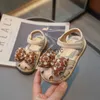 Sandals Girls Bow 2024 Summer New Little Girl Korean Edition Versatile Baotou Baby Walking Shoes H240507