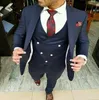 Erkekler için lacivert düğün takımları erkek takım elbise tasarımcıları slim fit sokak akıllı iş partisi balo blazer 3 adet takım elbise adam4591822