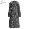 JXWatcher Women Women Cashmere Coat Silver Fox Fur Fur Trime Modello di lusso Trench di lusso con vera Fox Furs Ladies OverChoat