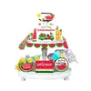 Party Decoration Q1JB Farmhouses Tiered Tray Decorations Item Sign Watermelon Block Sun Gathering Supply