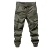 Men's Pants Men Work Casual Spring/autumn Cargo With Elastic Waist Drawstring Multi-pocket Outdoor Sport For Streetwear