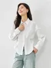 Frauenblusen Vimly Cotton White Hemd Frau französischer Stil elegante Taillenhemden 2024 Spring Revers Casual Long Sleeve Top M5826