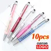 10pcs/Los Diamantkristallgel Stift Multifunktional Touchscreen Stift Werbung Metall Stift benutzerdefinierte Logo -Gravur Name Großhandel