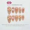 Unghie acriliche finte fatte fatte a mano con design riutilizzabile a mandorle a copertina piena fiore manicuree indossabile xs s m l size art 240328