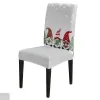 Christmas Winter Snowflake Gnome Chair Cover Spandex Elastic Dining Chair Slipcover Wedding Banquet Hotel Stretchy Seat Cover