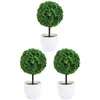 Decorative Flowers 3Pcs Artificial Ball Cherry Bonsai Imitation Green