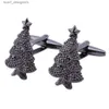 Cuff Links HAWSON Metal Cufflinks Christmas Tree Gun Black Cuff Links for French Cuffs/Shirts Garment Accessory Mens Jewelry Gift for Men Y240411