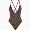 Kvinnors bikini designer badkläder klassisk f brev tryck en bit baddräkt sexig slips baddräkt storlek s-3xl