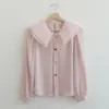 Primavera Summer Summer blusas Botões elegantes da moda elegante estilo coreano rosa selvagem camisetas Tops 240327