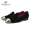 Scarpe casual Plus Size Uomini in metallo in metallo in velluto nero fumante maschio ballo maschio e mocassini per banchetti US US 4-17