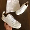 Casual Shoes White Leather Rivets Mens Low Top Lace Up Rubber Sole Flat Men Spikes Size47 Outside Leisure For Man