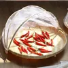 手作りの竹で織られたフルーツ野菜バスケット付き蚊のプルーフネットラウンドダストプルーフウィッカーピクニックトレイフードパン