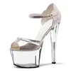 Dance Shoes 17 Cm Transparent Crystal Soles European And American Show Gold Silver Glossy Stage