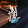 Glanzende Stregan Swan Open Wings Animal Broche Alloy Goose Birds Broches For Women Rapel Pins Jurken Summer Wedding Sieraden