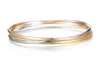 Threeinone Armreifen Edelstahlmanschette Armbänder dreier verriegelte Armreifen für Frau Girl Fashion Charm Jewelry8519483