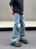 Męskie dżinsy y2k 2024 America Ins Projektowanie mody Szyty Silhouette Umyj się retro proste długie spodnie Harajuku Hip Hop Man