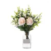 Decorative Flowers 1pc Artificial Flower Eucalyptus Rose Bouquet Wall Decoration Wedding Plastic Decorations