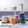 Mugs 350ml Creative Simple Color Matte Ceramic Coffee Mug With Handle Anti Scalding Milk Cup Drink Couple Portable Water Set