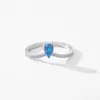 Pierścienie klastra Modian 925 Sterling Srebrny Znakomity Blue Opal for Women Charm Crown Anniversary Fine Jewelry Gift