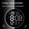 12 -calowy duży cyfrowy alarm zegarowy LED z kalendarzem, inteligentną jasność, wilgotność, termometr temperaturowy