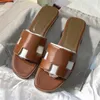 Designer Sandals Womens Orang claquettes slides genuine leather beach shoes Flat Heels Sliders Sandale Ladies Fashion Luxury Slippers