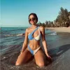 2024 Summer Thong Bikinis Donne Push Up Abitaggio da bagno One Spalla Patchwork Beachwear Swimwear Subwire Tut Out Swim