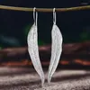 Boucles d'oreilles en peluche Lotus Fun moment réel 925 argent sterling naturel bijoux de mode originale vintage les feuilles longues goutte pour femmes brinco