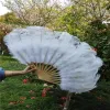 Fans 15 Bone Ostrich Feather Fan Celebration Party Wedding Dance Performance Props Decorative Feathers for Crafts Fan
