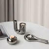 Luxury Electricating Silver Geometric Ceramic Candlestick Ornament Model Room Sales Office Art Soft Home Decoration