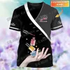 Personalisierter Name Nails Artist Pink 3d überall über bedruckte Männer T-Shirt Sommer Unisex Casual T-Shirt Geschenk für Manicurist DW259