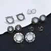 Stud Earrings Ethnic Style Retro Boho Set For Women's White Stone Opal Antique Silver Color Jewelry 12pcs/set
