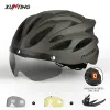 Xunting Bike-helm met LED-licht Ademend fietshelm Verstelbare grootte EPS Integraal gemold MTB Road Bicycle-helm
