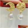 Dingle ljuskronor örhängen charmig 11-12mm South Sea Barock White Pearl Earring 925s Earings Gift Drop Delivery Smycken Ottan