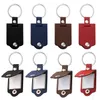 Custom Logo Gift Grave Car Business Sublimation Blanks Cléyring Key Ring Metal Metal Pu Le cuir clés Clées Clé WJ05