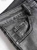 Jeans masculin mens extensible jeans denim jeans streetwear déchirant les trous de patchwork déchirés de la taille élastique pantalon décontracté slim.