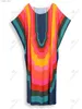 Podstawowe sukienki swobodne 20224 Kolorowe przyczynowe kobiety Kaftan Długie sukienka dla kobiet Summer Beach zaokrąglenia Szyjka Batwing Rękaw Sukienki MOO Q1632 L49