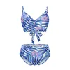 Menas de banho feminina Mulheres 2024 Mulher de luxo 2 PCS Push up Fashion Fashion Beach Wear Camis Floral Split Suits Bathing Suits